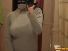 Girl With Great Natural Boobs Records Herself on Camera